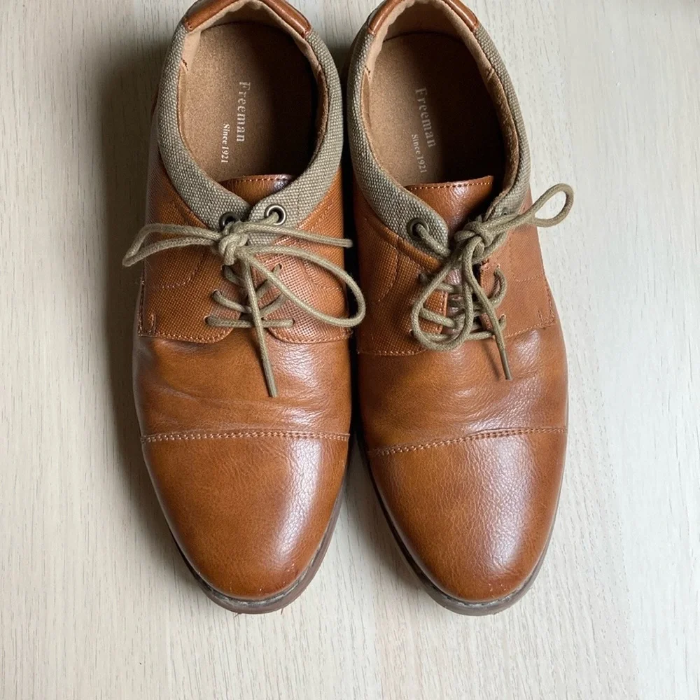 Boys' Freeman Kids Randy Dress Shoes in Tan Size 3 - Medium Lace Up Fall Wedding